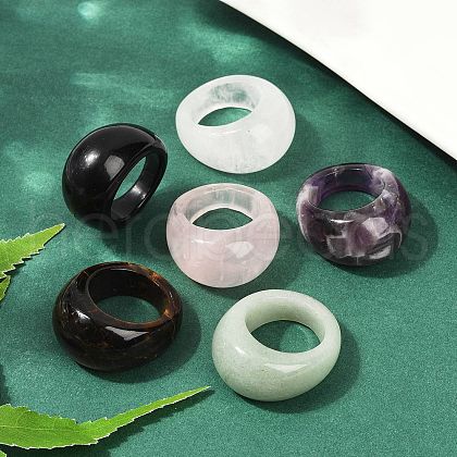 Natural Mixed Stone Finger Rings for Unisex RJEW-C128-01-1