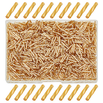 HOBBIESAY 1000Pcs Glass Twisted Bugle Beads SEED-HY0001-12B-1