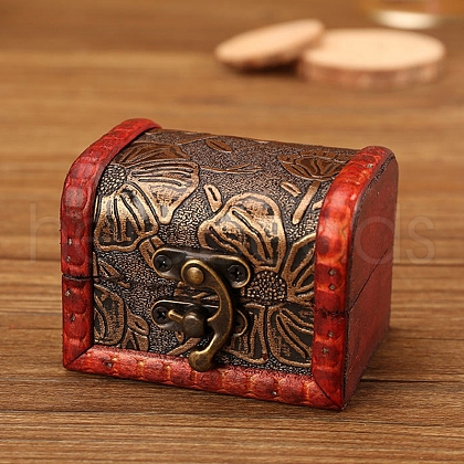 Retro Engraved Wood Jewelry Storage Treasure Boxs with Clasps PW-WG63114-02-1