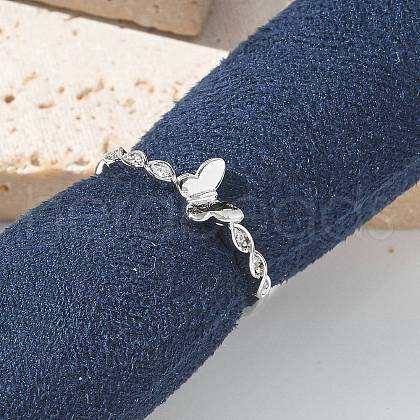 Butterfly Clear Cubic Zirconia Cuff Rings RJEW-G337-11P-1