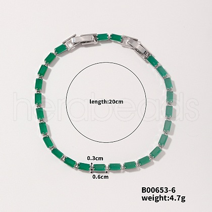 Elegant and Versatile Rectangle Brass Glass Bracelets for European and American Fashion QW9736-5-1
