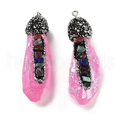 Electroplated Raw Rough Natural Quartz Crystal Big Pendants G-B077-04A-02-1