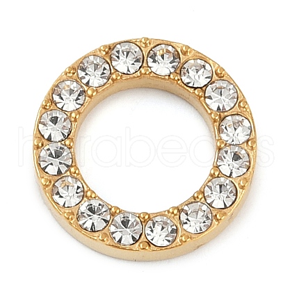 PVD Vacuum Plating 304 Stainless Steel Crystal Rhinestone Linking Rings STAS-Z082-01G-01-1