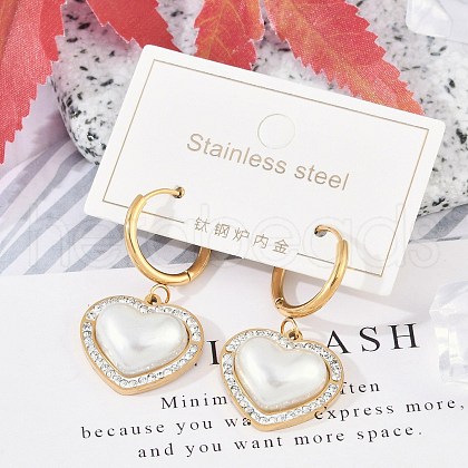 304 Stainless Steel ABS Imitation Pearl Hoop Earrings EJEW-M070-11G-1