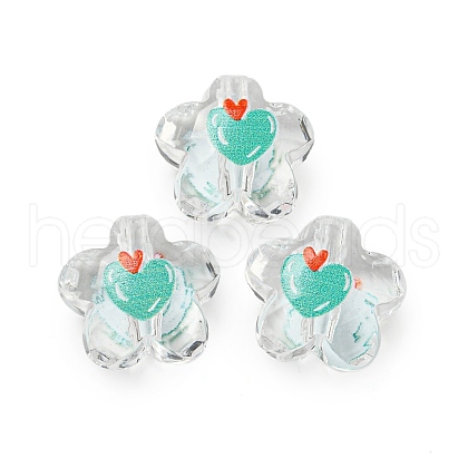 Transparent Printed Acrylic Beads OACR-H124-07-1