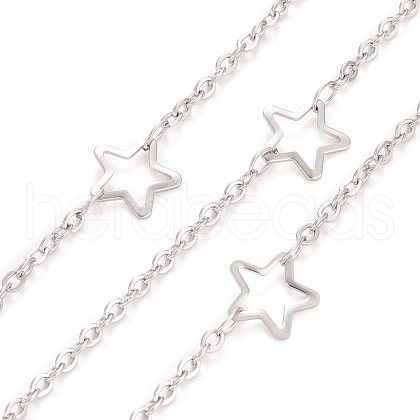 Tarnish Resistant 304 Stainless Steel Star Link Cable Chains CHS-E006-02P-1