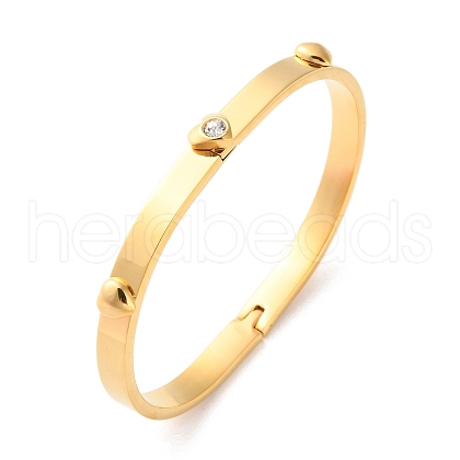 Heart 304 Stainless Steel Hinged Bangles for Women BJEW-K263-01G-1