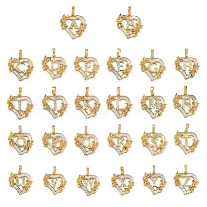 Brass Micro Pave Cubic Zirconia with Shell Pendants KK-Z115-14G-1