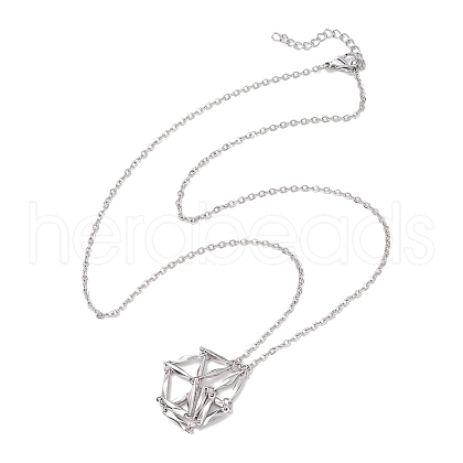 Crystal Stone Cage Pendant Necklaces NJEW-JN04757-02-1