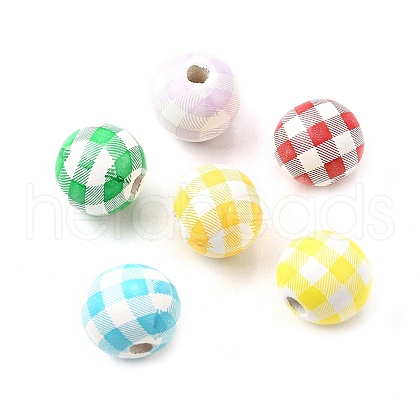 Printed Schima Wood Beads WOOD-L022-01A-1