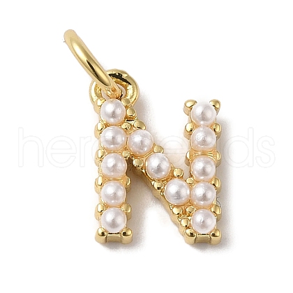 Rack Plating Brass with ABS Plastic Imitation Pearl Charms KK-B092-30N-G-1