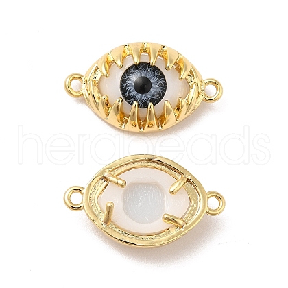 Evil Eye Resin Brass Connector Charms RESI-E026-01G-01-1