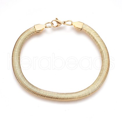 Ion Plating(IP) 304 Stainless Steel Herringbone Chain Bracelets BJEW-P235-20G-1