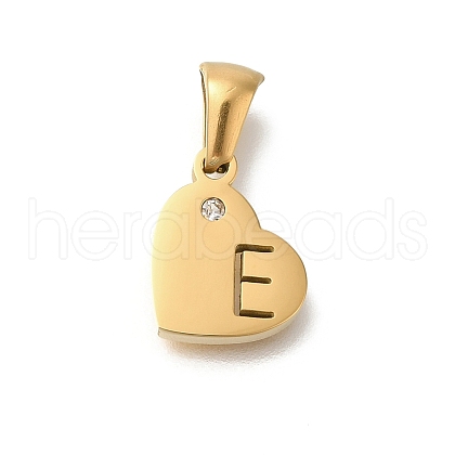 304 Stainless Steel Heart Pendants with Rhinestone STAS-Z103-01G-05-1