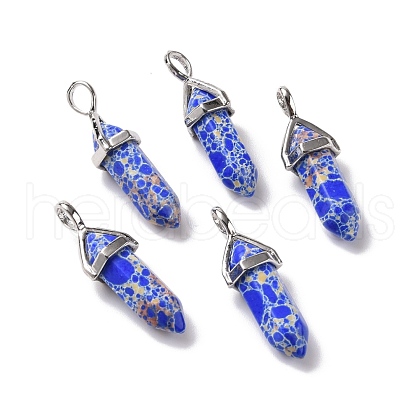 Synthetic Blue Imperial Jasper Pointed Pendants G-K329-16P-1