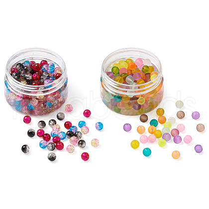 Transparent Frosted Glass Beads and Two Tone Crackle Glass Beads FGLA-CD0001-01-1