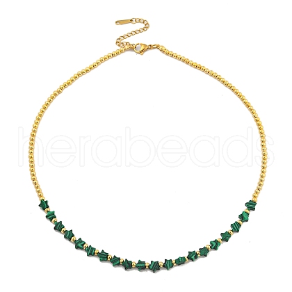 Synthetic Malachite Beaded Necklaces NJEW-P311-04A-G-1