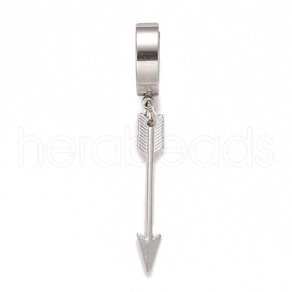 Stainless Steel Arrow Dangle Hoop Earrings EJEW-G286-11P-1