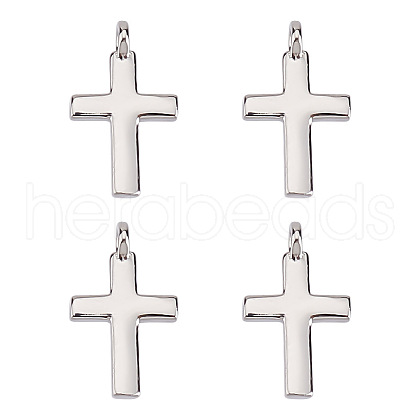 GOMAKERER 4Pcs Rhodium Plated 925 Sterling Silver Cross Charms FIND-GO0002-62A-1
