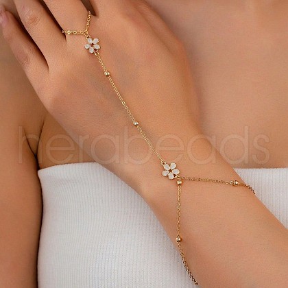 Simple Style 304 Stainless Steel Rhinestone Link Ring Bracelets FS-WG7DA0D-06-1