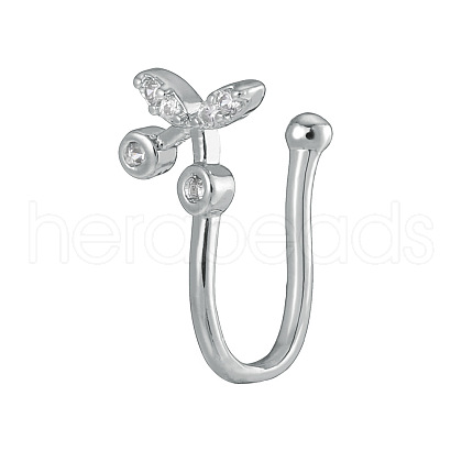 Brass Micro Pave Clear Cubic Zirconia Clip-on Nose Septum Rings WGE30AD-04-1