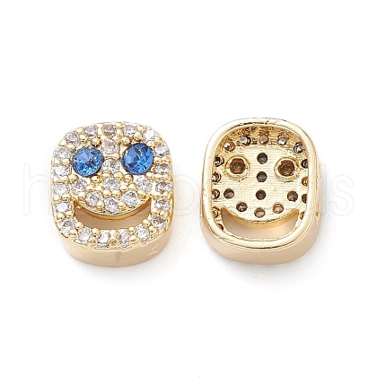 Brass Micro Pave Cubic Zirconia Beads KK-M241-01K-1