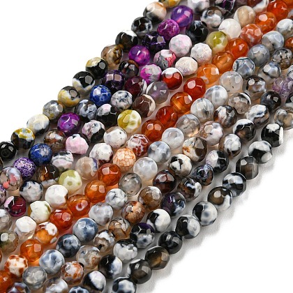 Dyed Natural Fire Crackle Agate Beads Strands G-G007-01-1