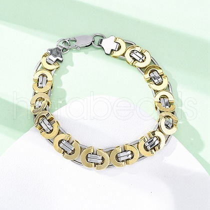 304 Stainless Steel Byzantine Chain Bracelets for Women Men BJEW-R018-22GP-02-1