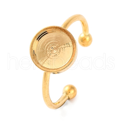 304 Stainless Steel Open Cuff Ring Components X-STAS-S134-01G-03-1