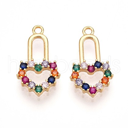 Brass Micro Pave Cubic Zirconia Pendants KK-N261-14G-1