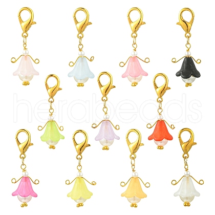 11Pcs Plastic Pearl & Acrylic Pendant Decoration PALLOY-JF03065-1
