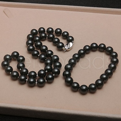 Shell Pearl Round Beaded Necklaces & Bracelets Sets for Women WG18377-42-1