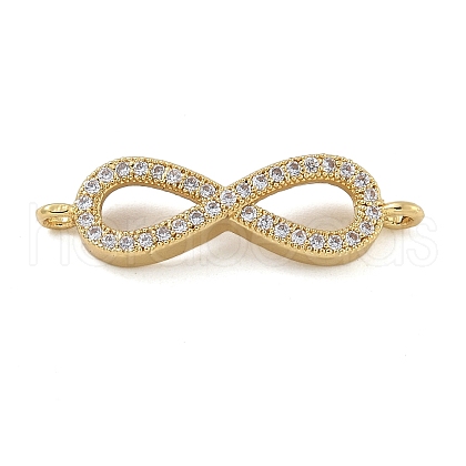 Rack Plating Brass Micro Pave Clear Cubic Zirconia Infinity Connector Charms KK-A234-079G-1