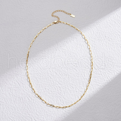 925 Sterling Silver Paperclip Chain Necklaces for Women NJEW-H048-04G-1