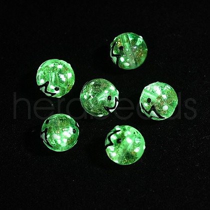Luminous Handmade Enamel Gold Sand Glass Beads Strands LAMP-U004-08H-1