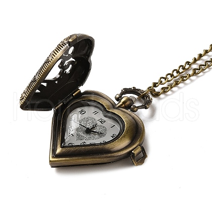 Alloy Glass Pendant Pocket Necklace WACH-S002-04AB-1