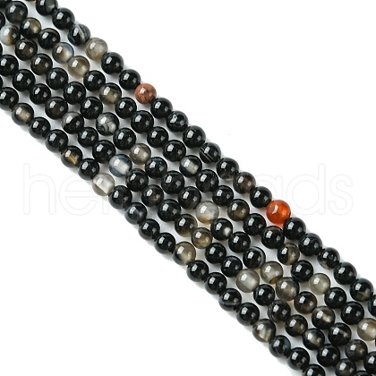Dyed & Heated Natural Black Agate Bead Strands X-G-A130-2mm-K01-1