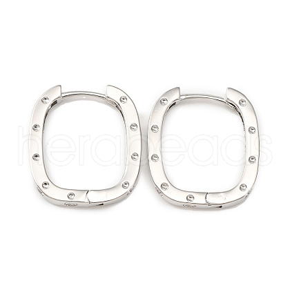 Brass Oval with Polka Dot Hoop Earrings for Woman EJEW-F314-02B-P-1