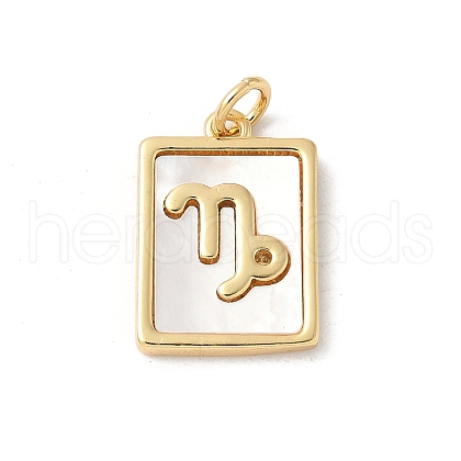Brass Pave Natural White Shell Pendants KK-S522-09G-H-1