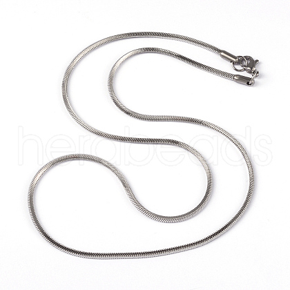 Non-Tarnish 304 Stainless Steel Square Snake Chains Necklaces NJEW-K049-04P-1