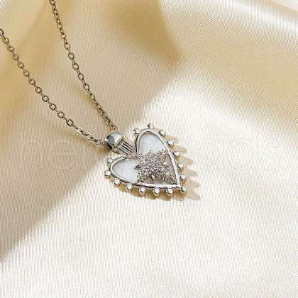 Shiny Heart Star Brass Clear Cubic Zirconia Pendant Necklaces RQ9557-1-1