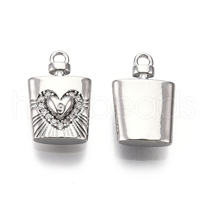 Brass Micro Pave Clear Cubic Zirconia Pendants KK-G436-26P-1