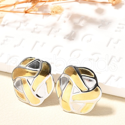 304 Stainless Steel Two Tone Stud Earrings EJEW-F355-04GP-06-1