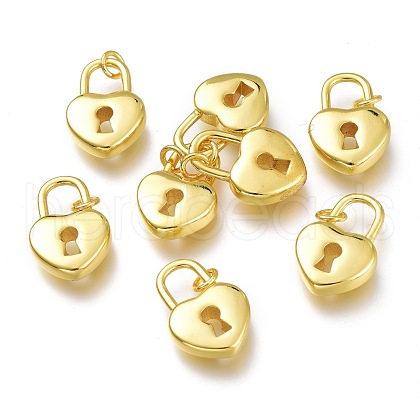 Brass Padlock Pendants KK-P189-01G-1