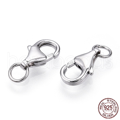 Rhodium Plated 925 Sterling Silver Lobster Claw Clasps STER-T004-82B-P-1