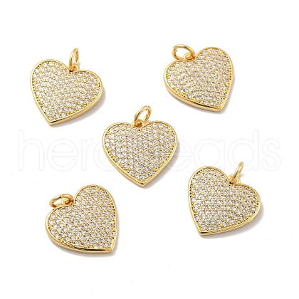 Heart Brass Micro Pave Cubic Zirconia Pendants KK-G419-23G-01-1