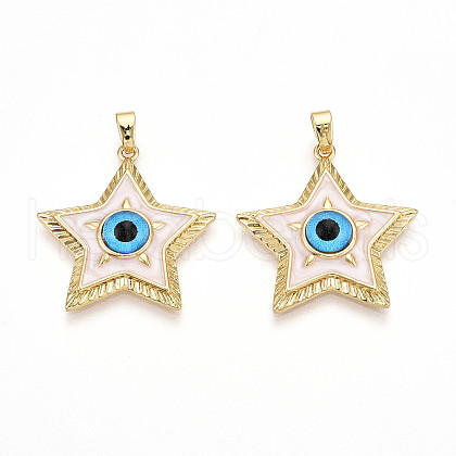 Brass Enamel Pendants KK-T070-75B-1