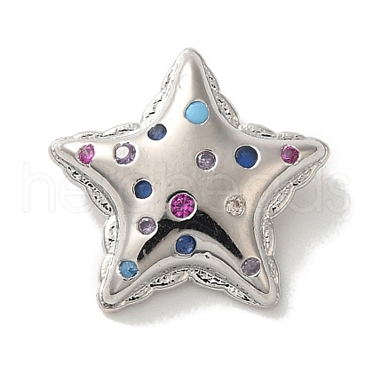 Rack Plating Brass Micro Pave Clear Cubic Zirconia Charm KK-U027-18P-1