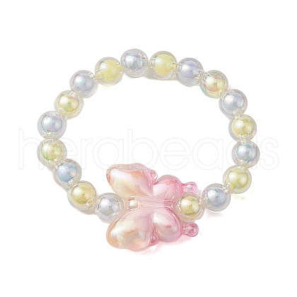AB Color Round Acrylic Beaded Stretch Bracelets BJEW-JB10537-1