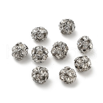 10mm Brass Crystal Rhinestone Beads KK-S519-01C-P-1